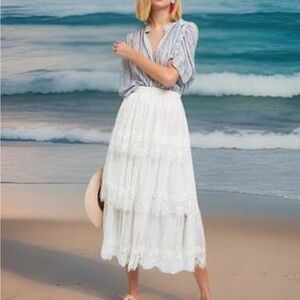 Anthropologie Eri + Ali tiered ruffle skirt XS